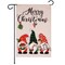 G128 Garden Flag Merry Christmas Three Festive Gnomes 12"x18" Burlap Fabric
